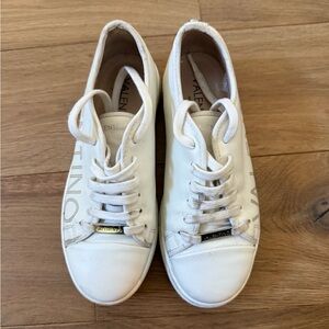 Valentino Women's Cream Sneakers with Gold Accents